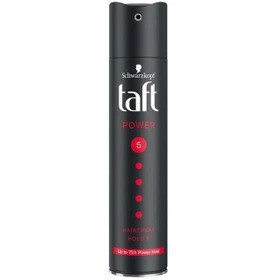 اسپری حالت دهنده و نگهدارنده مو تافت 72 ساعته پاور هولد مشکی شماره 5 ا Taft holder spray power hold 